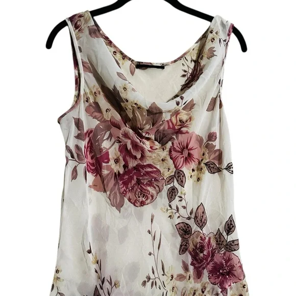 Vintage 90s Cowl Neck Dress Asymmetric Beaded Sequin Feminine Romantic - Picture 2 of 9